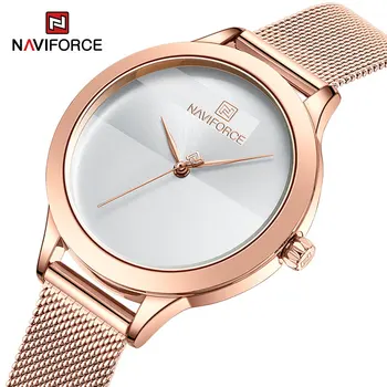 NAVIFORCE Relógios de Marca Top para as Mulheres Pulseira de Luxo do Ouro de Rosa do Vestido de Quartzo Relógio de Pulso de Moda Causal do sexo Feminino Relógio Reloj Mujer