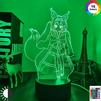 Noite do diodo emissor de Luz de Anime Nenhum Jogo Sem Vida Izuna Hatsuse para Decoração do Quarto de Luz Alimentado por Bateria de Presente de Aniversário Mangá 3d Lâmpada