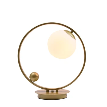 Nordic e27 lâmpada de mesa de metal bola de vidro office luz da noite candeeiro de mesa de sala de estar, quarto com cama de decoração de lâmpada de cabeceira