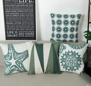 Nordic sofá verde geometirc bordado capa de almofada de algodão, linho capa para travesseiro jogar fronha decoração de casa