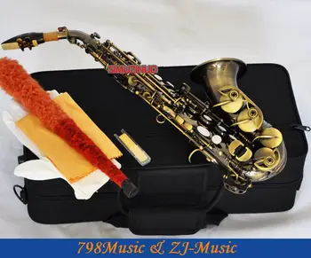 Nova Bronze Antigo Curva Saxofone Soprano sax Bb Chaves de Alta F Com o Caso