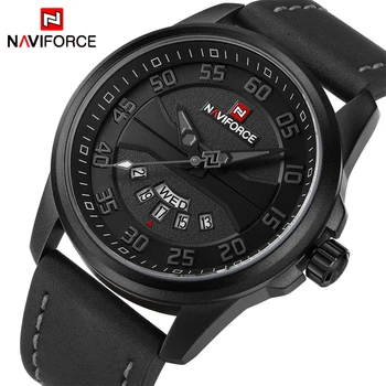 Nova Marca de Luxo NAVIFORCE Moda masculina Casual Relógios de Homens de Quartzo Relógio de Homem Pulseira de Couro Militares do Exército Esporte Relógio de Pulso