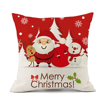 Nova Natal Decorativas Almofadas De Poliéster De Natal, Desenhos Animados Papai Noel Elk Jogar Travesseiro Capa Fronha Decoração De Casa