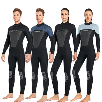 Novo 3MM de Uma Peça de traje de Mergulho Homens Mergulho Surf Atender as Mulheres de Uma Peça de Manga Longa Quente de Inverno de Natação Terno Maiô Quente