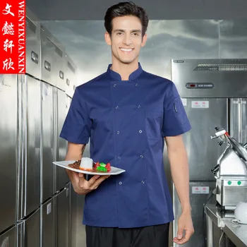 Novo Homem de Manga Curta Chef Uniforme de Chef do Restaurante Jaquetas de Cozinha Cozinhar Uniforme de Trabalho de Desgaste Senhora Chef Jaqueta B-6414