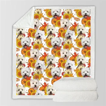 Outono Inverno West Highland White Terrier Cobertor Cobertor de Lã 3D por Todo impresso Wearable Cobertor Adultos/crianças Cobertor de Lã