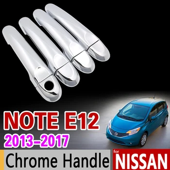 para Nissan Note E12 2013 - 2017 Cromado Capa maçaneta da Porta da Guarnição Definido para o Versa Note 2014 2015 2016 Acessórios Adesivos de Carro Estilo