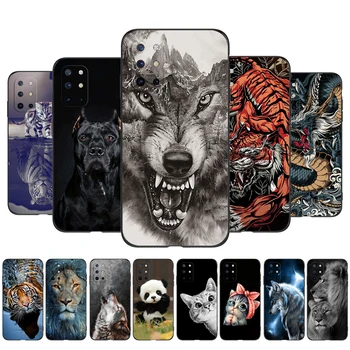Para OnePlus 8T Caso de volta Telefone de tampa à prova de choque preto tpu leão lobo, tigre, dragão