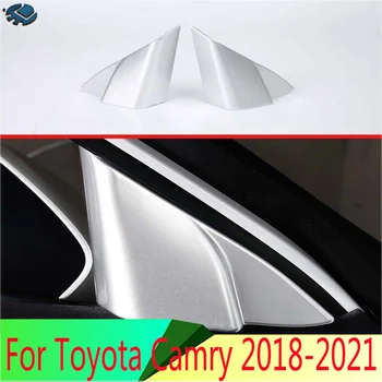 Para Toyota Camry 2018-2021 a Decoração do Carro ABS Cromado Interior Porta da Frente Triângulo Tampa de Guarnição A Guarnição Pilar Quadro de Áudio