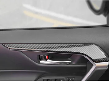 Para Toyota RAV4 RAV 4 2019 2020 Acessórios de decoração em Fibra de Carbono Lado Interior da Porta Decorativa Peitoril da Tampa da Guarnição da Etiqueta do Carro Estilo