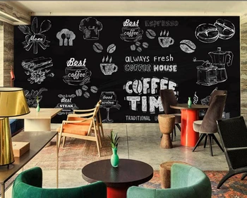 Personalizado retro papel de parede,pintados à Mão, café, sobremesa,foto 3D murais para o restaurante cafe hotel de fundo papel de parede do PVC