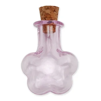 Preço competitivo cor-de-rosa de vidro que desejam garrafa, ameixa vidro em forma de mensagem de frascos, garrafas com rolhas de cortiça