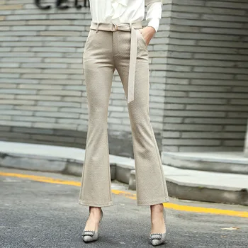 Primavera novo Office lady trabalho queimado calças das mulheres de cintura alta, calças de primavera coreano fino terno calças calças de mulheres calças flare