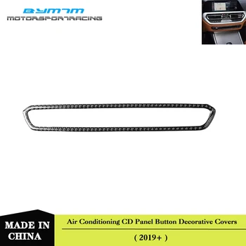 Real de fibra de Carbono, Ar Condicionado CD Botão do Painel Decorativo Cobre Adesivos Guarnição Para BMW Série 3 G20 G28