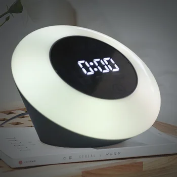 Relógio despertador Wake Up Light Smart Digital Repetição da Noite do Diodo emissor de Lâmpada de Luz Colorida Espelho Relógio Digital de Temperatura, Relógio de Carregamento USB