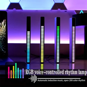 RGB Música Níveis de Luzes de LED Ritmo da Noite de Luz Ativado por Voz do Som da Música Atmosfera Colorida Lâmpada Recarregável USB Decoração de Casa