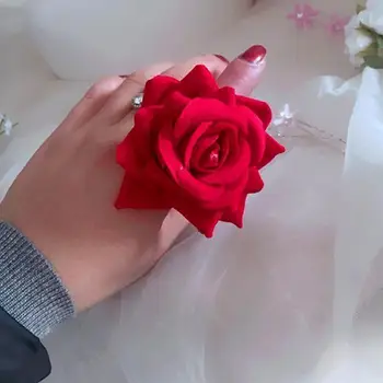 Romântico Rosa Flor Anéis para as Mulheres de Charme Simulação de Flores feitas à mão Anéis de Coquetel Jóias Anéis de Casamento do Amante Presentes