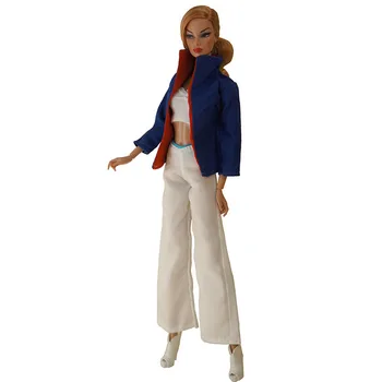Royalblue Branco Boneca de Moda de Roupas para Bonecas Barbie Roupas de 1/6 Acessórios Jaqueta casaco Sutiã Calças Calças de Casa de bonecas Brinquedos