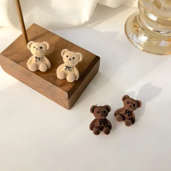 S925 Agulha de Prata coreano Moda Urso Bonito Brincos para Mulheres 2022 Tendências da Menina dos desenhos animados Brincos Pequenos Animais Brincos