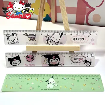 Sanrio Melodia Kuromi Hello Kitty Cinnamoroll Pacha Cão Régua de Desenho, Pintura Régua Meninas de Férias Estudante de papel de carta a cerca de 15 cm