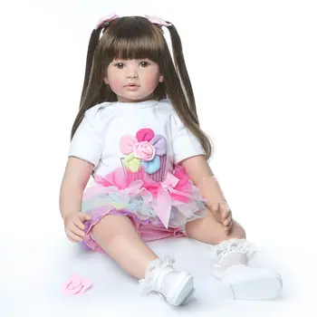 Silicone Reborn Baby Doll de Brinquedos Para Crianças 60cm Requintado Vinil Recém-nascido Princesa Criança Viva Menina Boneca. Bebês de Presente de Aniversário