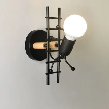 Subir Escadas Lâmpada de Parede para Quarto de Crianças Criativas Robô desenhos animados Arandelas Para o Quarto Escadas dispositivos Elétricos de Luzes de Roma Decora