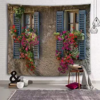 Tijolo Windows Flor Vintage Marrom Tapeçaria De Parede Decoração Para O Lar