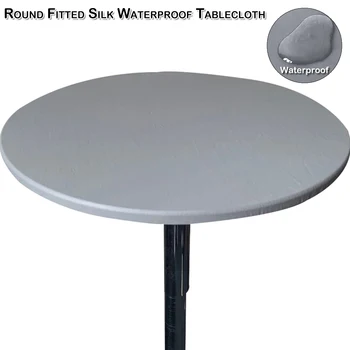 Toalha de mesa redonda Impermeável Poliéster Elástico Tabela de Capa de Pano Protetor de Toalha de mesa de Catering Equipado Tampa de Tabela para Sala de Jantar