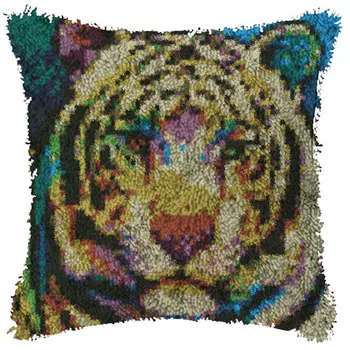 Trava do Gancho Animal Tigre Coxim Kit Travesseiro Tapete DIY de Artesanato 42CM 42CM de Ponto de Cruz, Crochê Almofada Bordado Bordado