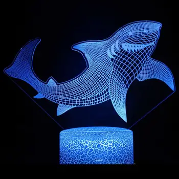 Tubarão Série 3d Led Usb Noite de Luz Colorida de Toque do Controle Remoto Lâmpada da Noite Usb Criativa de Presente de Decoração do Quarto Candeeiro de Mesa