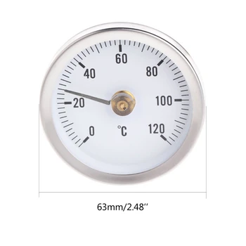 Tubo de encaixe de Marcação do Termômetro a Temperatura do Bimetal Calibre da temperatura e da Mola de 63mm de 120℃ A0NC
