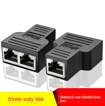 Um cabo divisor e dois conectores de Internet ao mesmo tempo tee cabeça IPTV banda larga de rede RJ45 adaptador