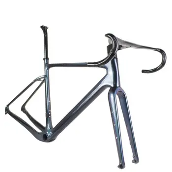 Venda quente GF20 de carbono cascalho bike de quadro de carbono cyclocross conjunto de quadros com guidão chameleon1008 pintura