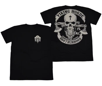 Viking Horda Fraternidade Guerreiro Caveira T-Shirt Nova 100% Algodão Manga Curta-O-Pescoço Harajuku Ocasionais de Mens T-shirt de Streetwear