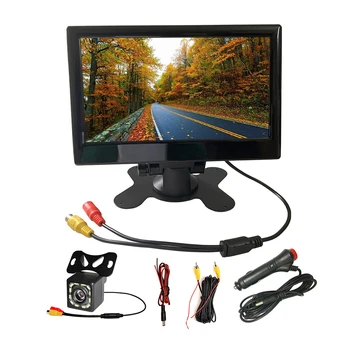 VODOOL 7.0 polegadas TFT LCD Carro da Tela de Monitor HD de 800 x 600 de marcha à ré Estacionamento Display Veículo Monitores com 12 LED Câmera de Visão Traseira